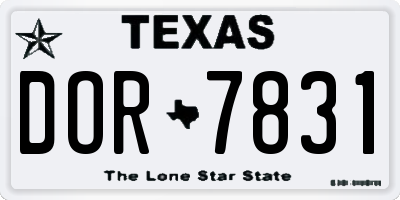 TX license plate DOR7831