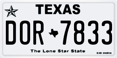 TX license plate DOR7833