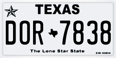 TX license plate DOR7838