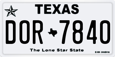 TX license plate DOR7840