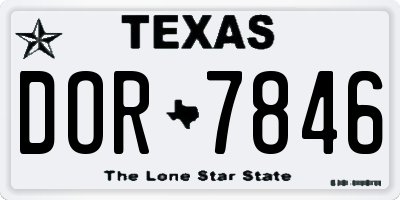 TX license plate DOR7846