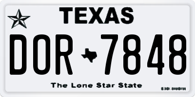 TX license plate DOR7848