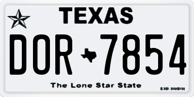 TX license plate DOR7854
