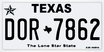 TX license plate DOR7862