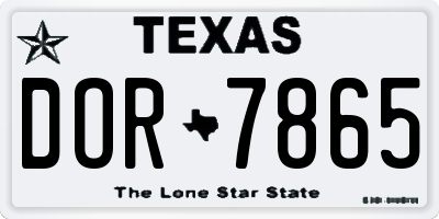 TX license plate DOR7865