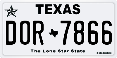 TX license plate DOR7866