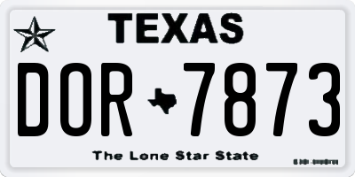 TX license plate DOR7873