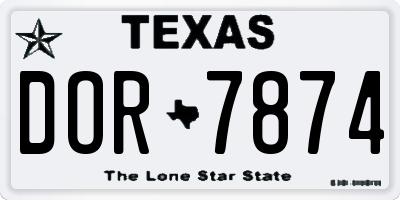 TX license plate DOR7874
