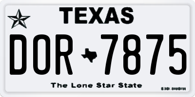 TX license plate DOR7875