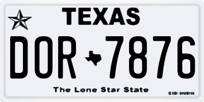 TX license plate DOR7876