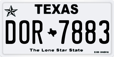 TX license plate DOR7883