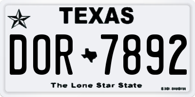 TX license plate DOR7892