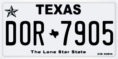 TX license plate DOR7905