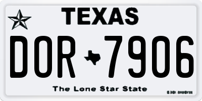 TX license plate DOR7906