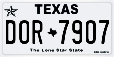 TX license plate DOR7907
