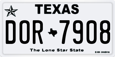 TX license plate DOR7908