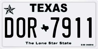 TX license plate DOR7911