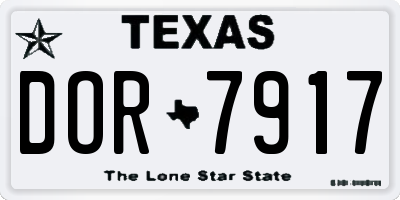 TX license plate DOR7917