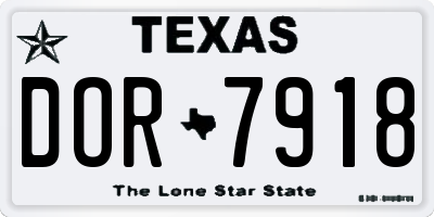 TX license plate DOR7918