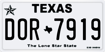TX license plate DOR7919