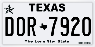 TX license plate DOR7920