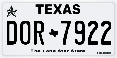 TX license plate DOR7922