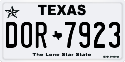 TX license plate DOR7923