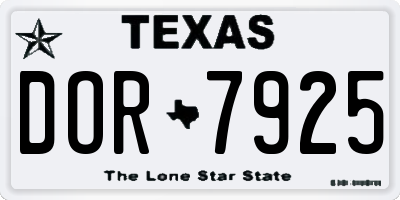 TX license plate DOR7925