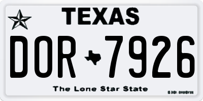 TX license plate DOR7926