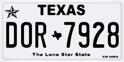 TX license plate DOR7928