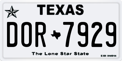 TX license plate DOR7929