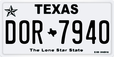 TX license plate DOR7940