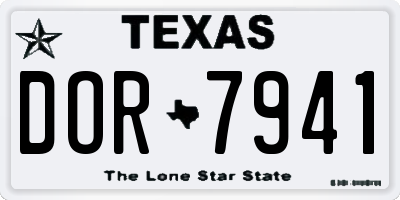 TX license plate DOR7941