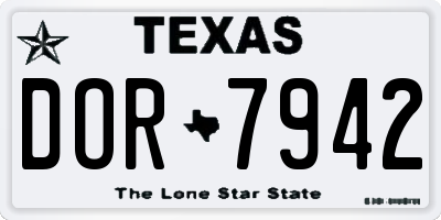 TX license plate DOR7942