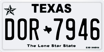 TX license plate DOR7946