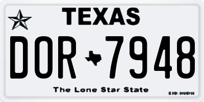 TX license plate DOR7948