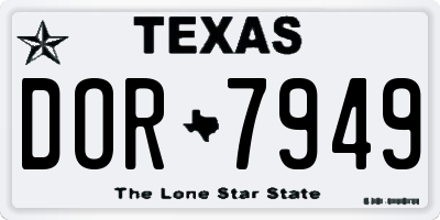 TX license plate DOR7949