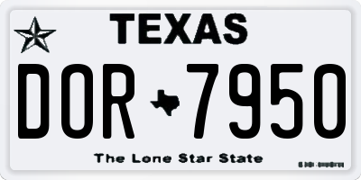 TX license plate DOR7950
