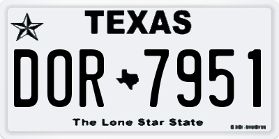 TX license plate DOR7951