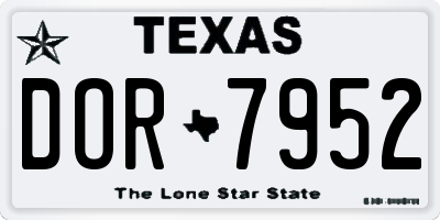 TX license plate DOR7952