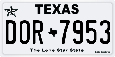 TX license plate DOR7953