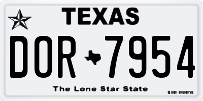 TX license plate DOR7954