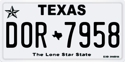 TX license plate DOR7958