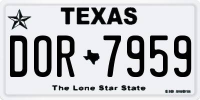 TX license plate DOR7959
