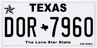 TX license plate DOR7960