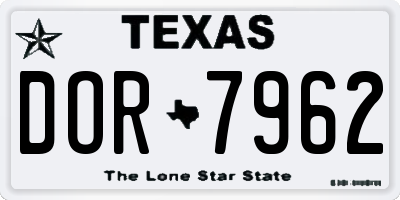 TX license plate DOR7962