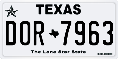 TX license plate DOR7963