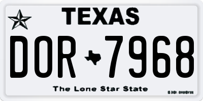 TX license plate DOR7968