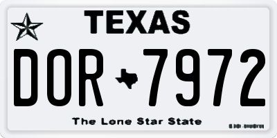 TX license plate DOR7972