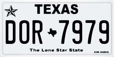 TX license plate DOR7979